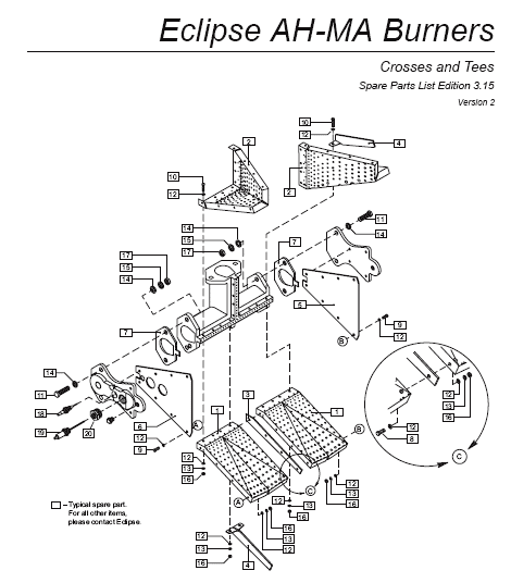Eclipse AirHeat AH-MA Burner Spare Parts List