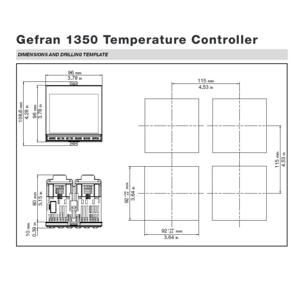 Gefran 1350 Temperature Controller Dimensions