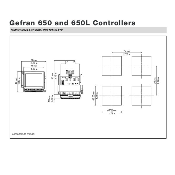 Gefran 650 Temperature Controller Dimensions